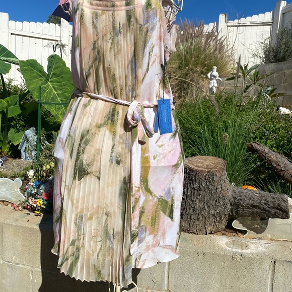 Vera Wang Kohl's Tan and Cream Midi Sundress for Wedding Guest - Picture 6 of 12